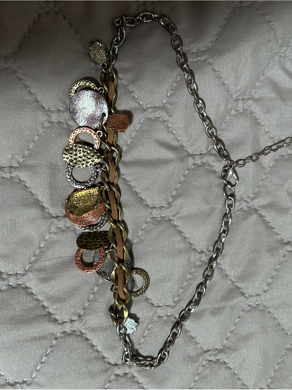 Tricolor Mixed Metal Charm Necklace - Women Jewelry